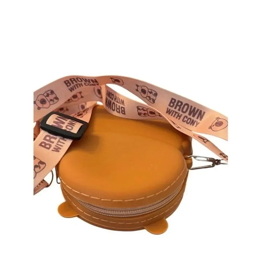 Capybara Boba Tea Rubber Mini Shoulder Crossbody Bag Purse Coin Pouch New